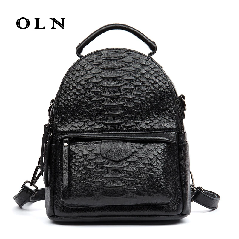 

OLN Brand Female Backpack Genuine Leather Mini Women Bag Alligator Trendy Ladies Daily Bag Shoulder Bag Fashion Backpack