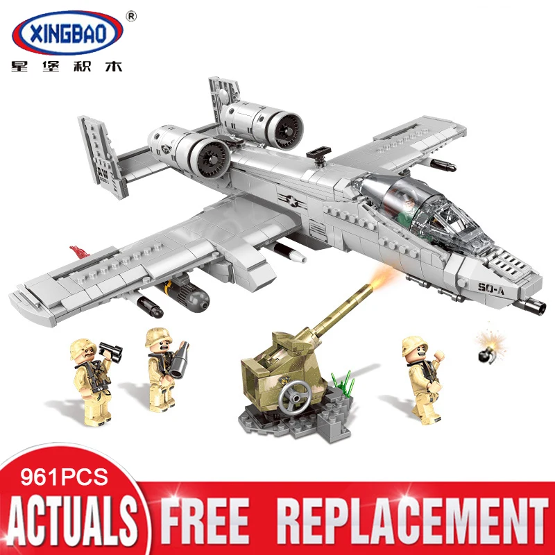 

XINGBAO 06022 War Military Series The A10 Fighter Set Building Blocks Bricks Plane Model Toys Christmas Gifts With Figures