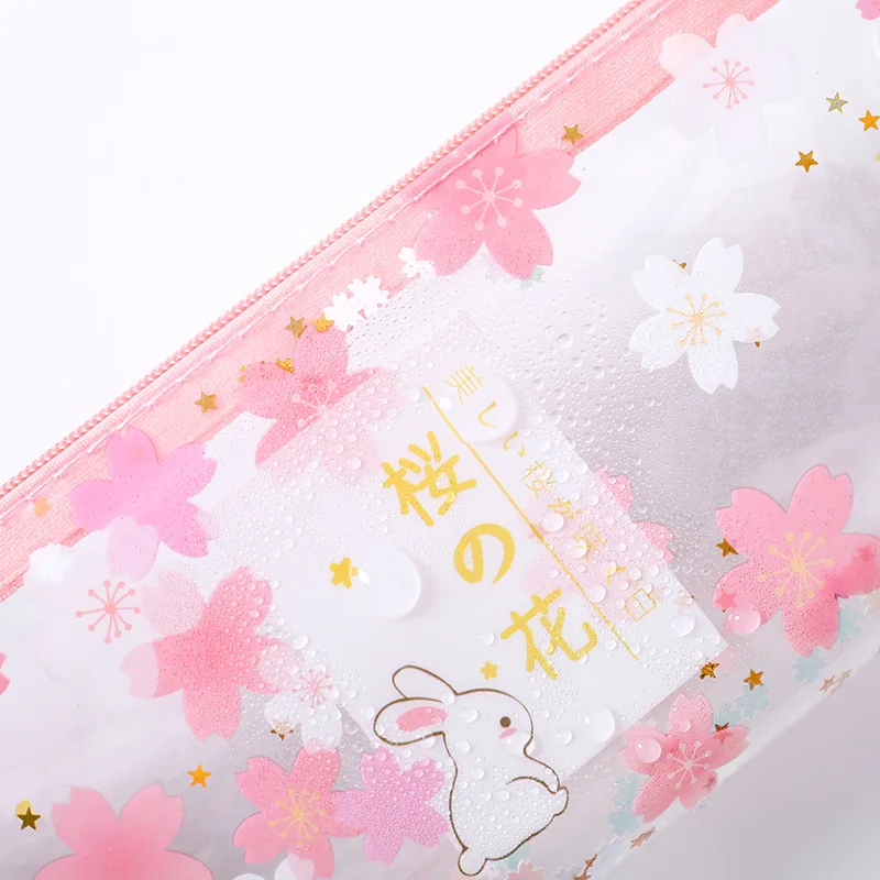 1 Pcs Kawaii Pencil Case Cherry blossom rabbit Gife Estuches School Pencil Box Pencil Bag School Supplies Stationery make up