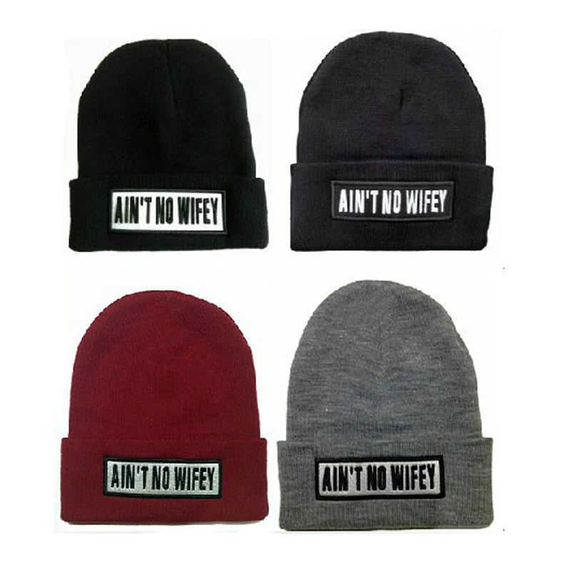 

Autumn Winter Warm Woman/Man AIN'T NO WIFEY Letter Beanies, Fashion Crochet Hat, Knit Baggy, Beanie Hat, Bonnet Head Cap RX135