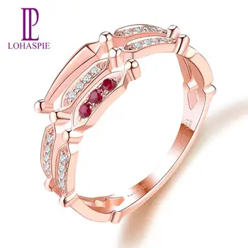 

LP Customized Diamond-Jewelry Natural Gemstone Ruby 14K 18K Rose Gold Wedding Bang Ring Engagement Person Gift