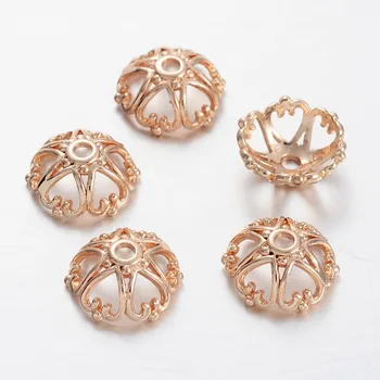 

10pc Flower Light Gold Plating Apetalous Brass Bead Caps 12x5mm, Hole:1.3mm F80