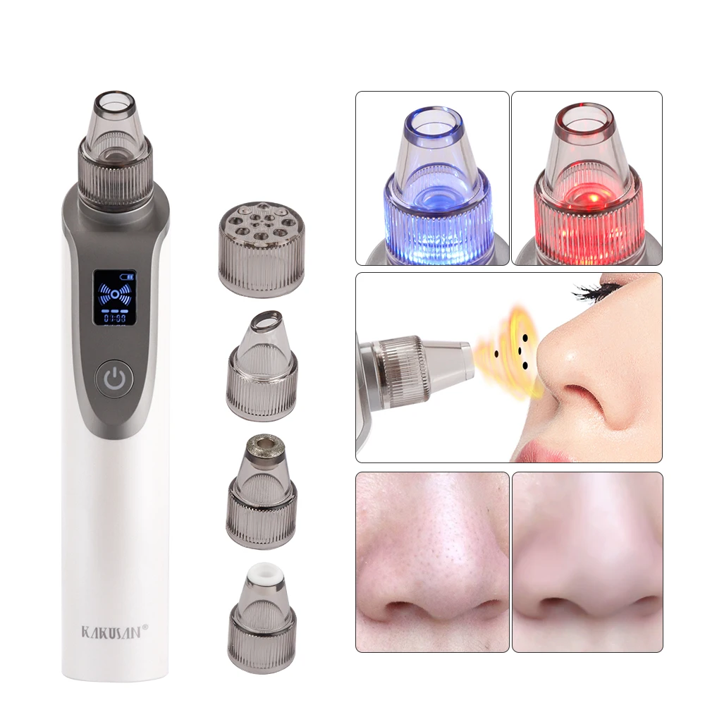 Sucção a Vácuo Cravo Poro Espinha Limpador Facial Acne Removedor Ferramenta Luz Azul Vermelho Profunda Poros Mais Limpo 21 High Quality Beleza e saúde