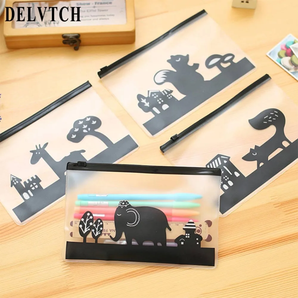 

DELVTCH Multi-use PVC Zipper Pouch Transparent Stationery Bag Pen Pecil Case Card Bills Storage Bags Loose Organizer