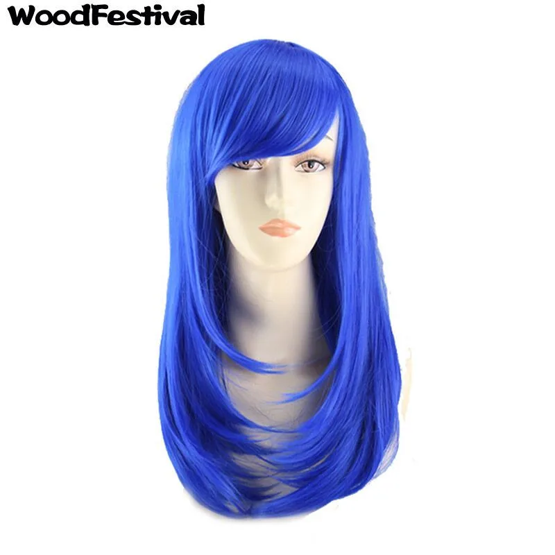 women synthetic wigs heat resistant white rose red burgundy blue wig orange pink mint green wig straight hair wigs WoodFestival