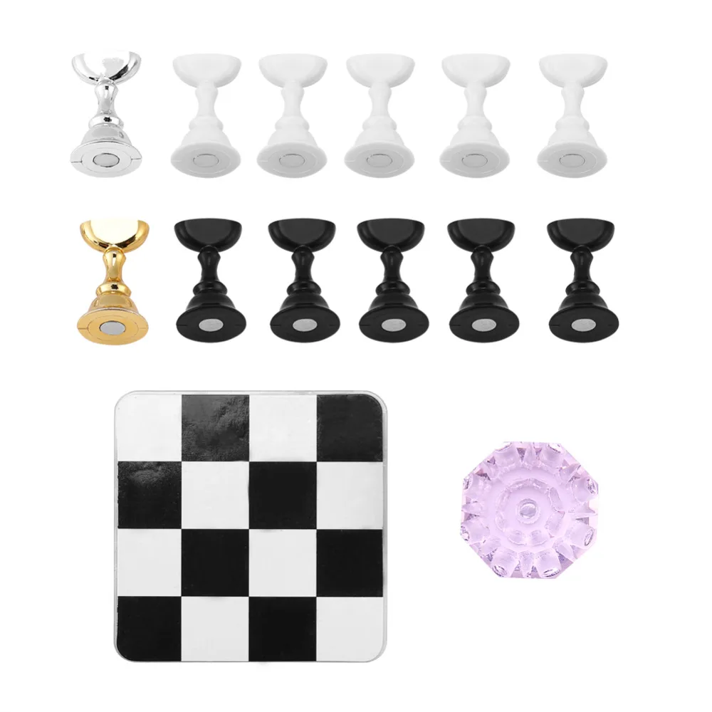 TMISHION 1 компл. дизайн ногтей дисплей квадратный шахматная доска магнитная практика Стенд Кристалл Гель лак для маникюра Инструменты