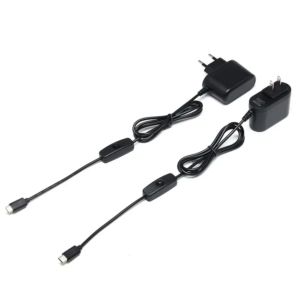 Адаптер питания для Raspberry Pi 4 Generation 4B 5V 3A Type C аксессуары с кнопочным зарядным