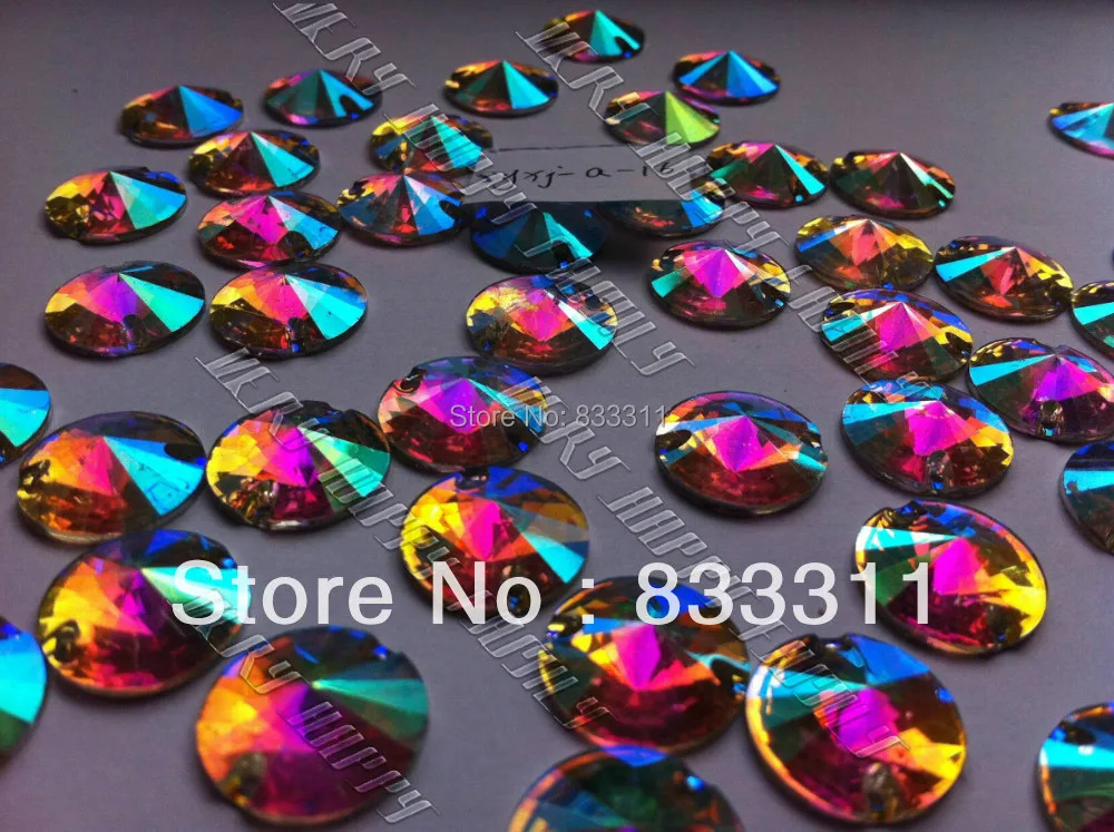 

fancy 16mm Resin 200ps Sew on Crystals Dazzling AB Round Rhinestones Accessories Flat back Gems Sewing Wedding Decoration Strass