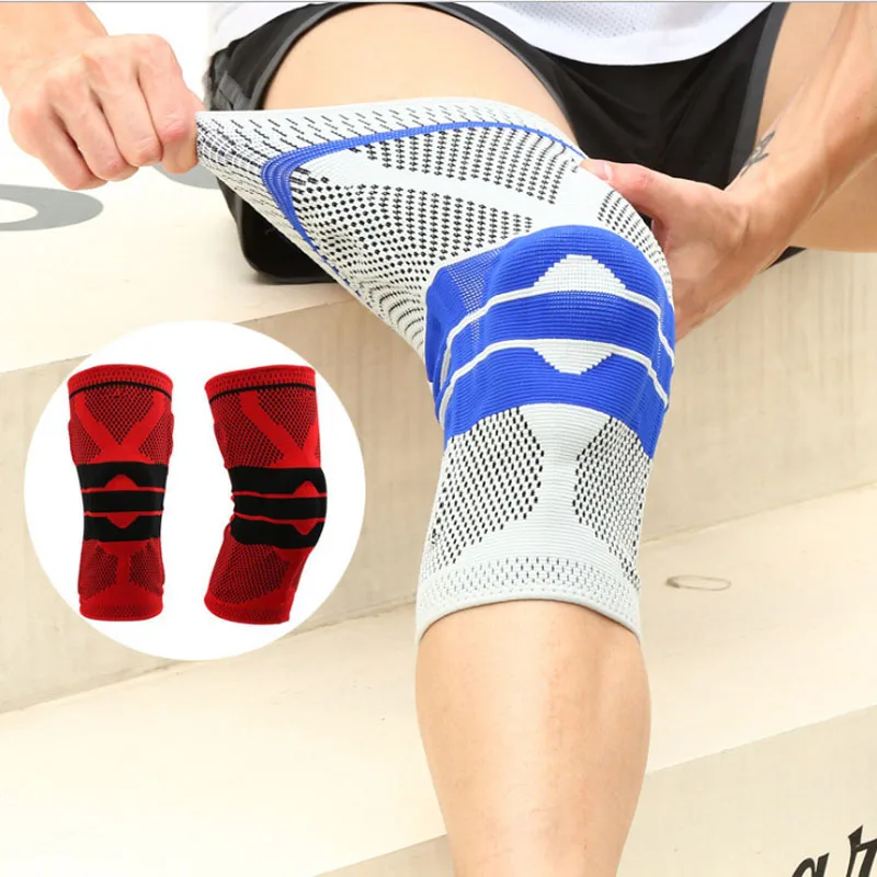

1 piece Silicone spring bumper shock absorb nylon knee pads Sports warm knee pads protector single for sport fitness Gym