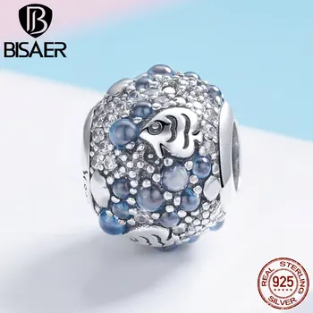 

BISAER 925 Sterling Silver Ocean Collection Charm Tropical Fish Coral Beads fit for Bracelets DIY Jewelry Making S925 ECC932