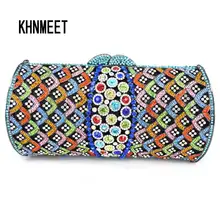 Новейшая многоцветная модная дверная ручка со стразами, клатч для банкета, сверкающий бриллиант, вечерняя сумочка для невесты, серебряные свадебные сумки sc509