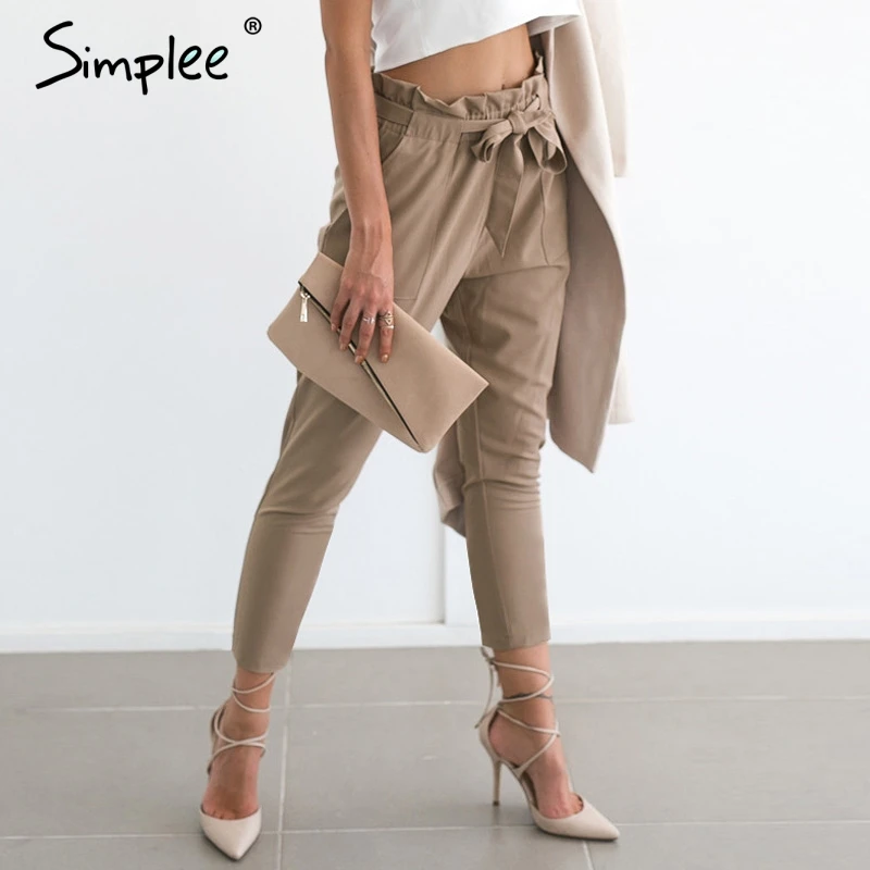 Simplee Apparel ПР шифон высокой талии шаровары Женщин stringyselvedge летний стиль