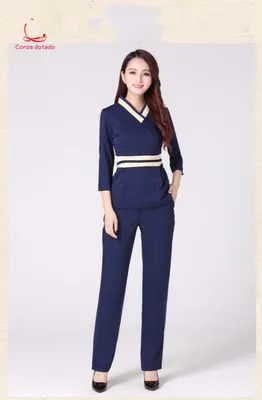 Cosmetologist work clothes spring health club beauty suit beauty salon long sleeve foot bath technician