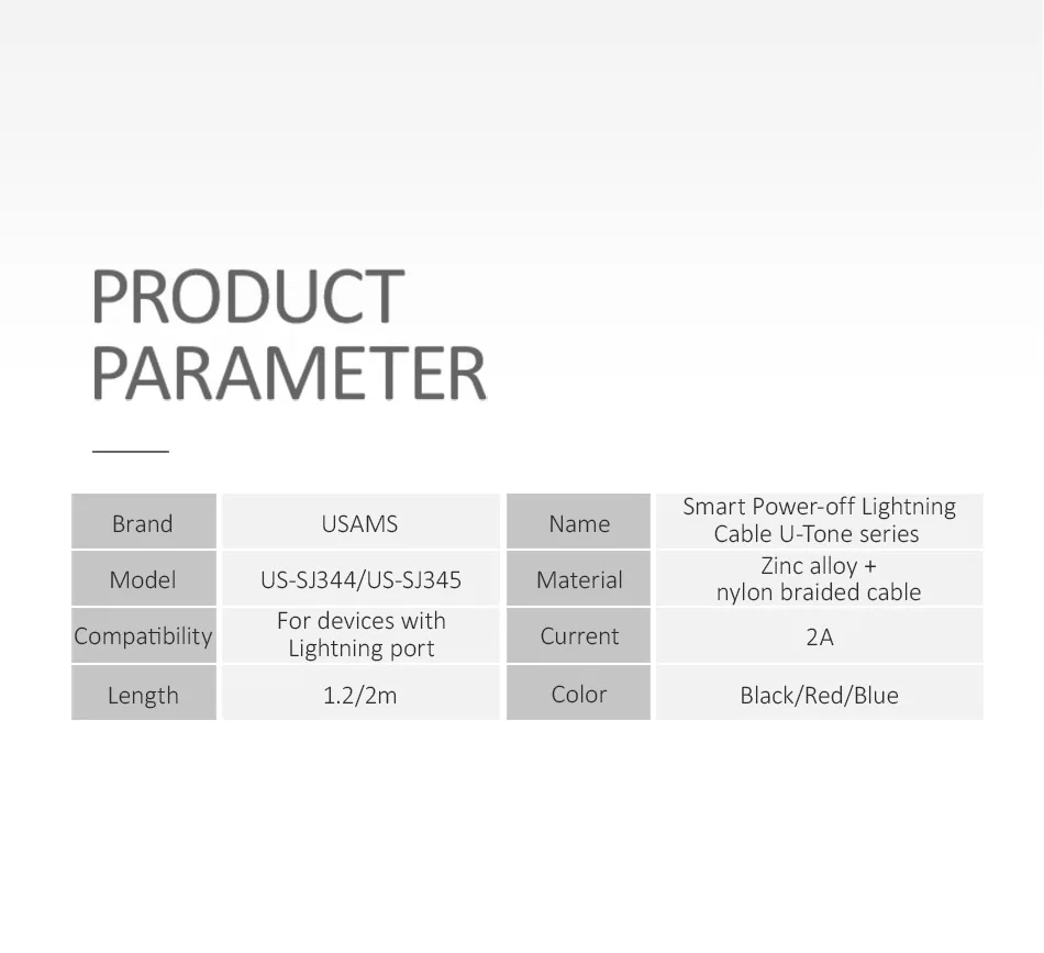USAMS интеллигентая(ый) Мощность-USB кабель для передачи данных для iPhone XS MAX XR 8 7 6 5S se 5 авто Мощность off быстрое зарядное устройство для трансмиссии телефонный кабель
