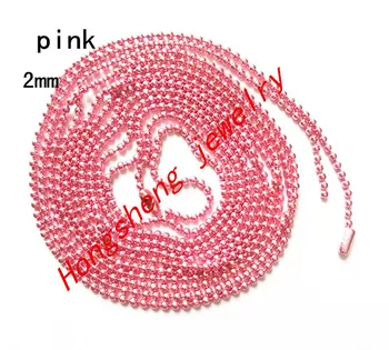 

Wholesale pink color 70cmx2mm 100 pcs/lot Long:70cm, Beads:2mm ,Ball Chain Necklace W / Connector