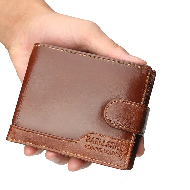 

New Genuine Leather Men Wallets Short Purse Card Holder Male Fashion Design Coin Pocket Men's Leather Hasp Carteira Masculina