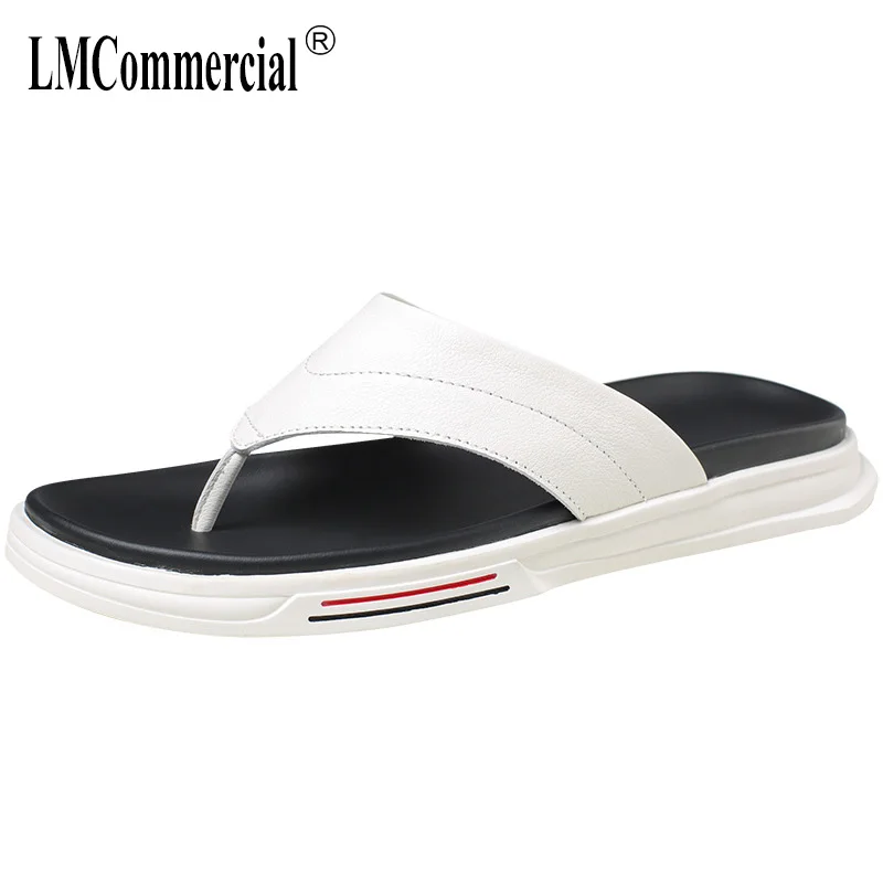 

flip-flops mens genuine leather soft bottom fender summer men genuine leather slippers mens flip flop sandals beach outdoor s