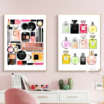 

Nordic Home Decor Makeup Illustration Canvas Painting Perfume Vogue Wall Picture for Living Room Fashion Posters and Prints