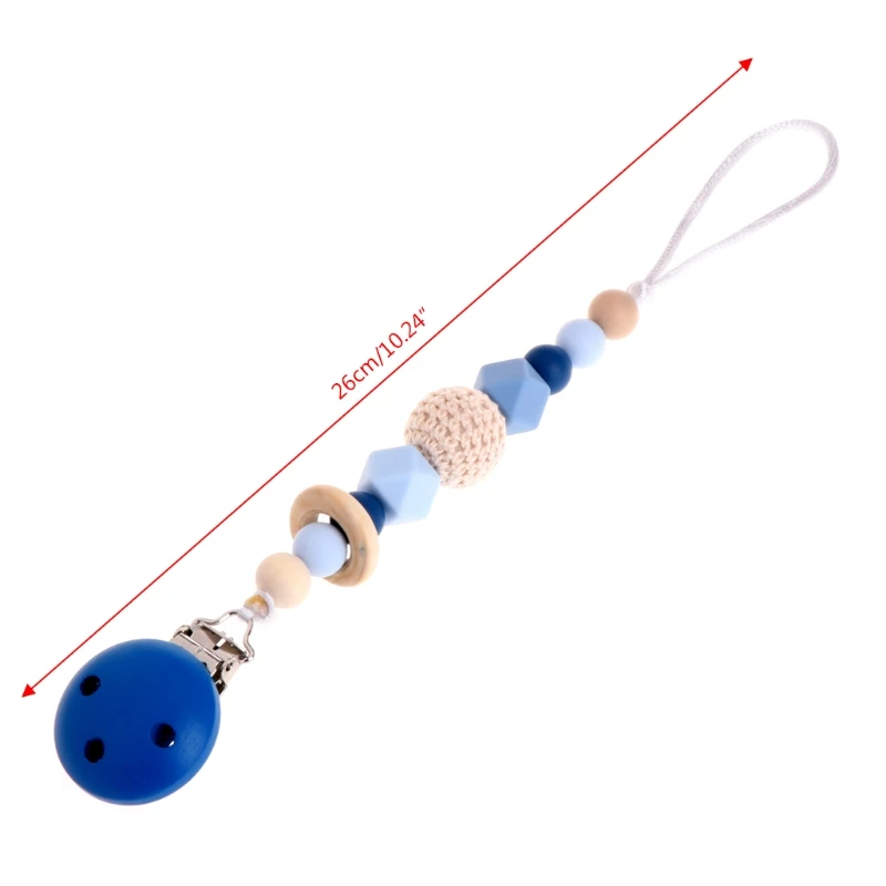 Baby Silicone Teething Dummy Pacifier Clip Bead Infant Soother Nipple Strap Chain