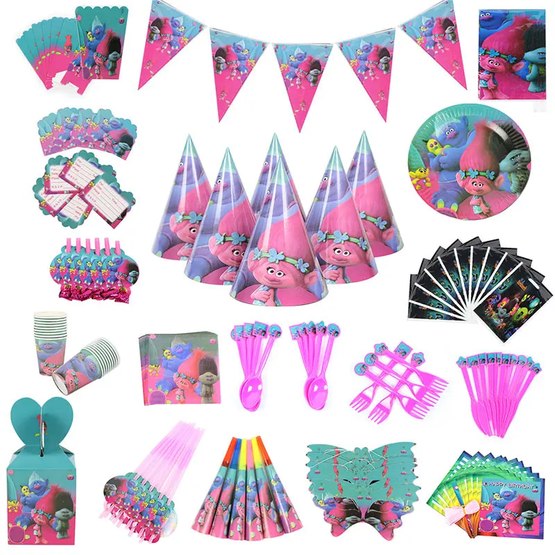 Fetes Occasions Speciales Trolls Theme Fete D Anniversaire Decoration Candy Box For Kids Party Supply Maison