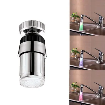 

3 Color LED Tap Bathroom Faucet 360 Degree Free Rotate Swivel Faucet Temperature Sensor kitchen faucet 2017 High Quality
