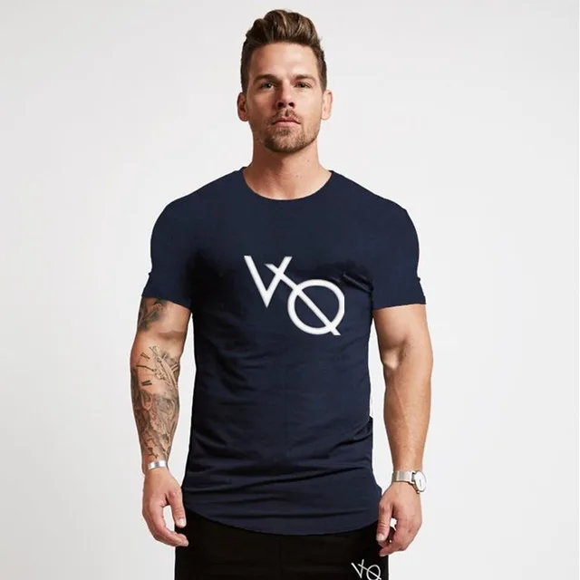 New Vanquish men Short sleeved VQ t shirt cotton raglan sleeve gyms Fitness workout clothing