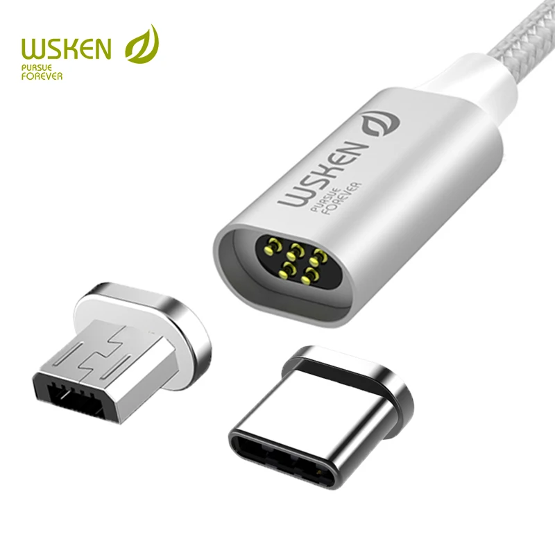 

WSKEN Lite 2 Micro USB Magnetic Charger Cable USB Type C Fast Charging for Samsung Galaxy S9 S8 Huawei Xiaomi USB C Type-C Cable