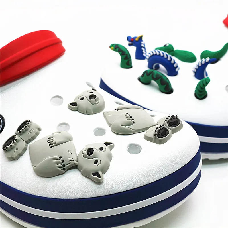 Novelty 3D Dragon Snake Garden Shoe Decoractions Cartoon Animals Style Croc Shoe Charm Accessories Give Your Child the Best Gift