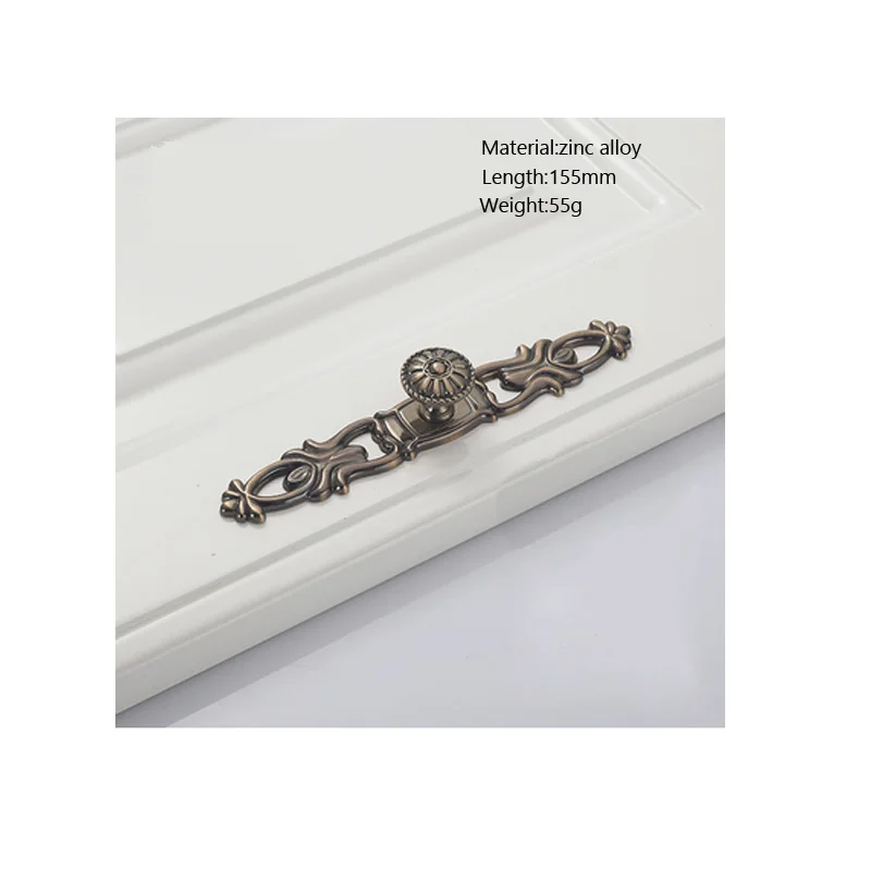 Antique bronze Single hole carved handle bookcase wardrobe door handle