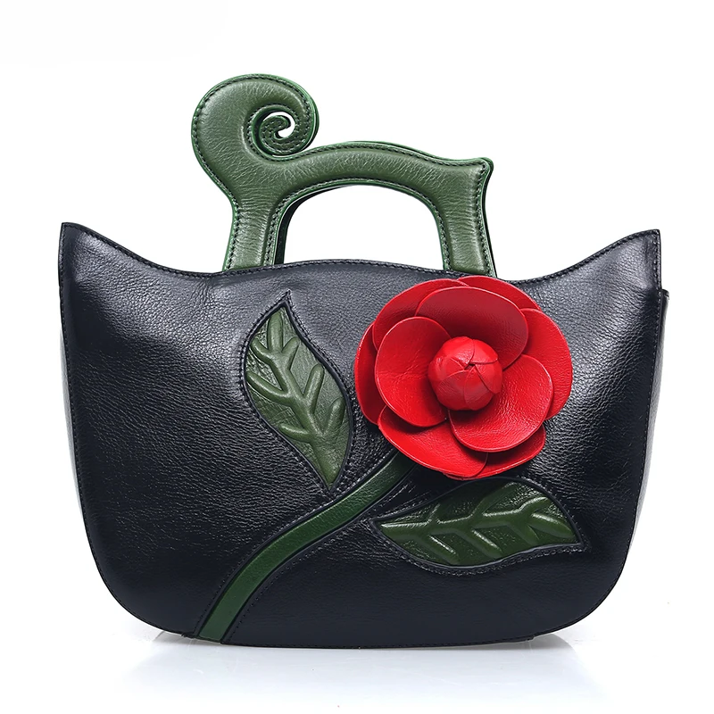 

Top Quality Natural Skin Women Single Shoulder Top Handle Bag Genuine Leather Chinese Style Cross Body Messenger Tote Handbag