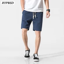 Новые летние модные повседневные мужские льняные шорты повседневные Модные мужские быстросохнущие шорты однотонные шорты до колен мужские