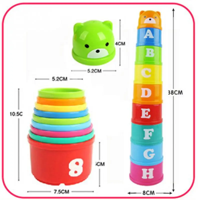 9 шт./компл. строительный блок фигурки буквы складные чашки Пагода подарок отличная детская обучающая интеллектуальная игрушка