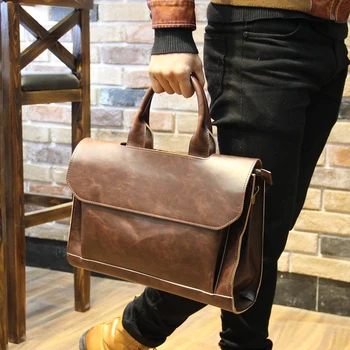 

14 Inch PU Solid Laptop Solid Notebook Tablet Bag Bags Case Messenger Shoulder Briefcase for Men Women Business Casual