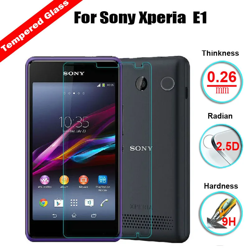 

2.5D 9H Tempered Glass Screen Protector For Sony Xperia E1 Explosion proof Ultra Clear Glossy Anti-Scratch Protective Film