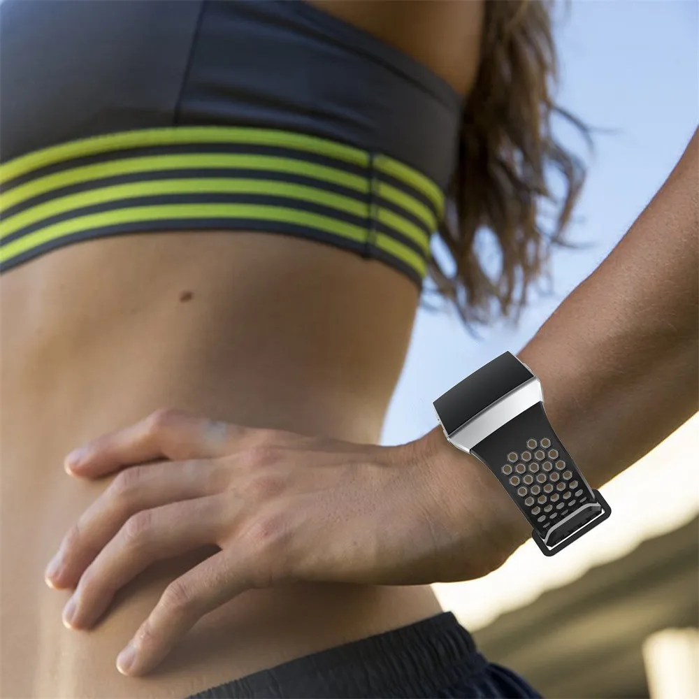 Ouhaobin ремешок для часов легкий вентилируемый силиконовый браслет перфорированный аксессуар спортивные повязки для Fitbit ионных ремешков Dec12