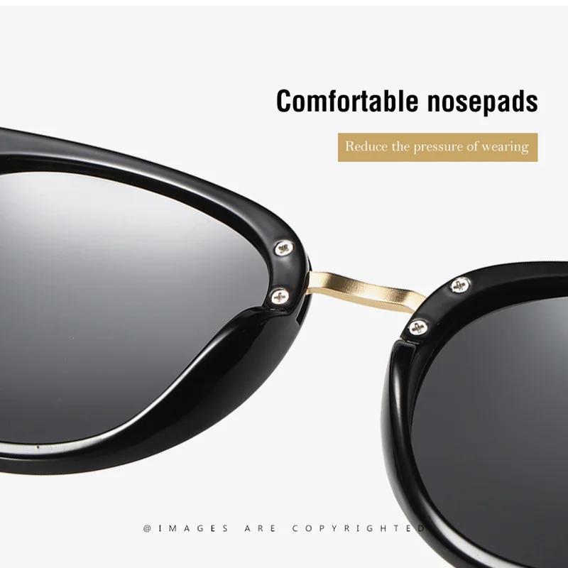 KEITHION Fashion Polarized Sunglasses Women Transparent Frame Cat Eye Sun Glasses Vintage Retro Oculos Ladies UV400