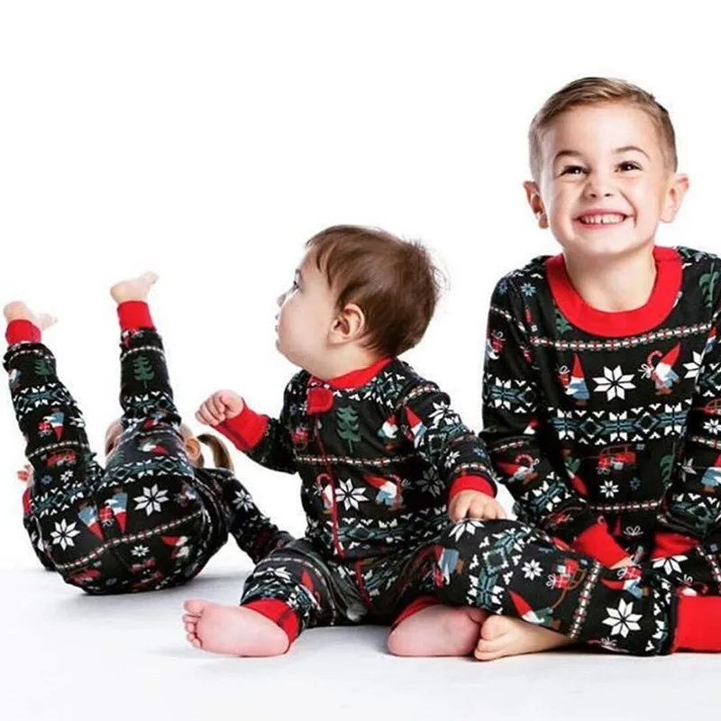Пижамы с рождественским принтом; Семейные комплекты; одежда для сна для мамы, папы и детей; комплект одежды для родителей и детей; домашняя одежда