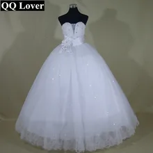 QQ Lover 2017 New Elegant Sexy Beaded Ball Gown Wedding dress Bridal Gown Custom made Plus Size Vestido De Noiva