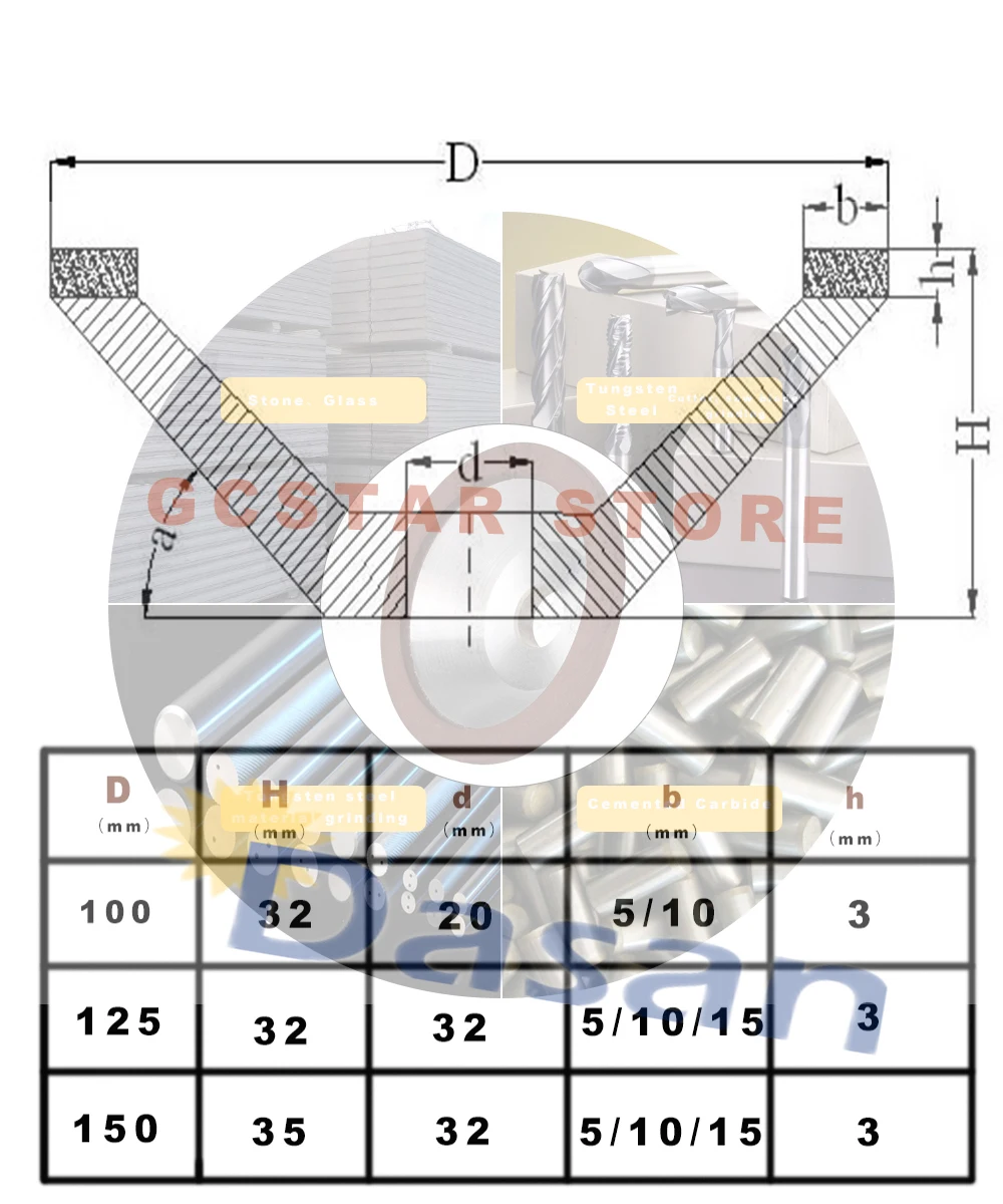 100 мм Алмазный шлифовальный круг чашка 180 зернистость резак шлифовальный станок для Карбида Металла