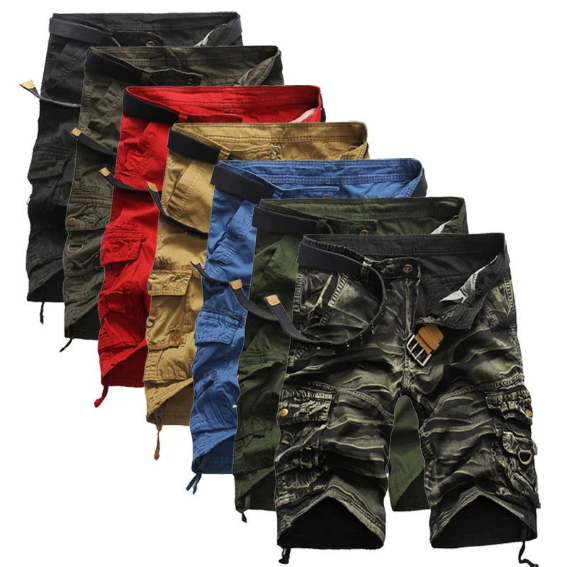 Летние новые многокарманные военный камуфляж мужские шорты-карго качества Свободные повседневные рабочие тактические мужские шорты 8 цветов
