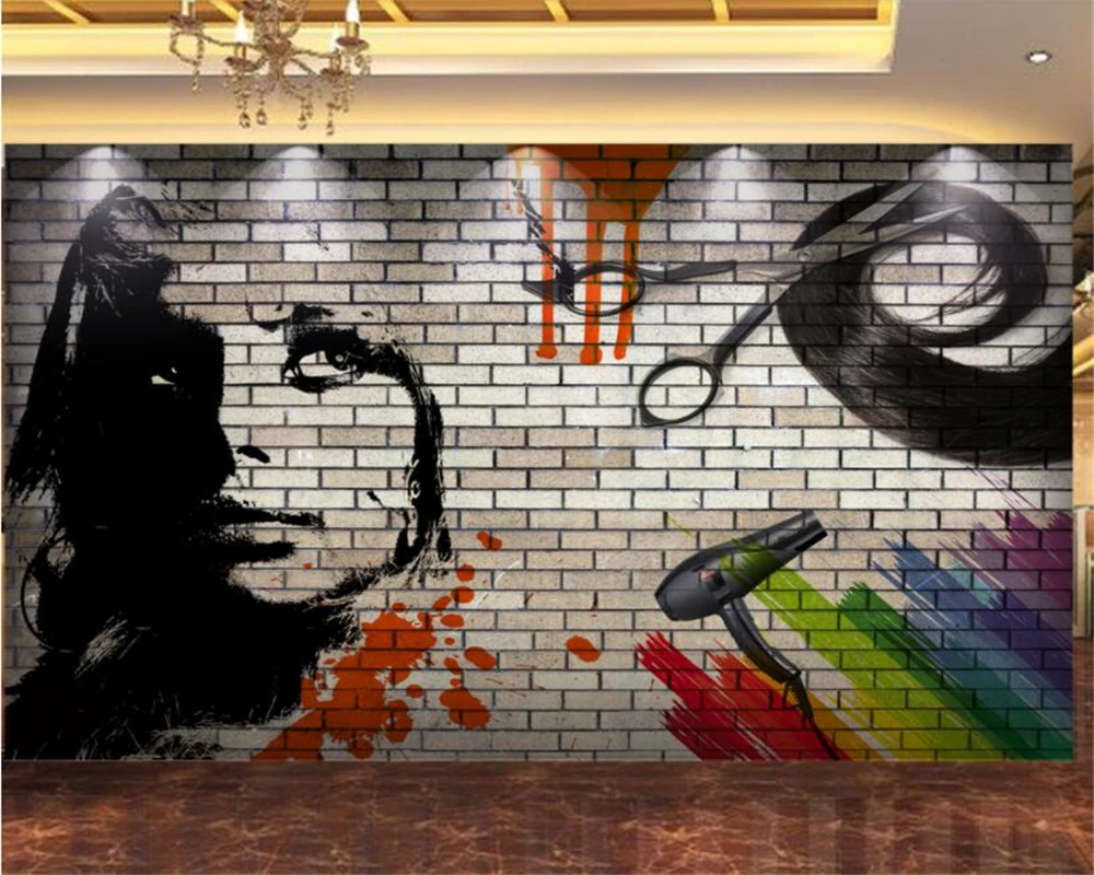 beibehang Custom Wallpaper Brick Wall Hair Salon Modern Abstract Art Wall  Paintings Living Room Bedroom 3d Wallpaper for walls|Wallpapers| -  AliExpress