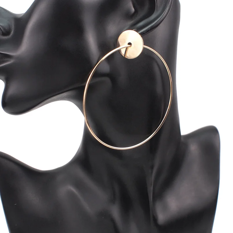 MANILAI 70mm Diameter Alloy Dangle Earrings For Women High Quality Circular Metal Statement Earrings Fashion Wholesale Jewelry