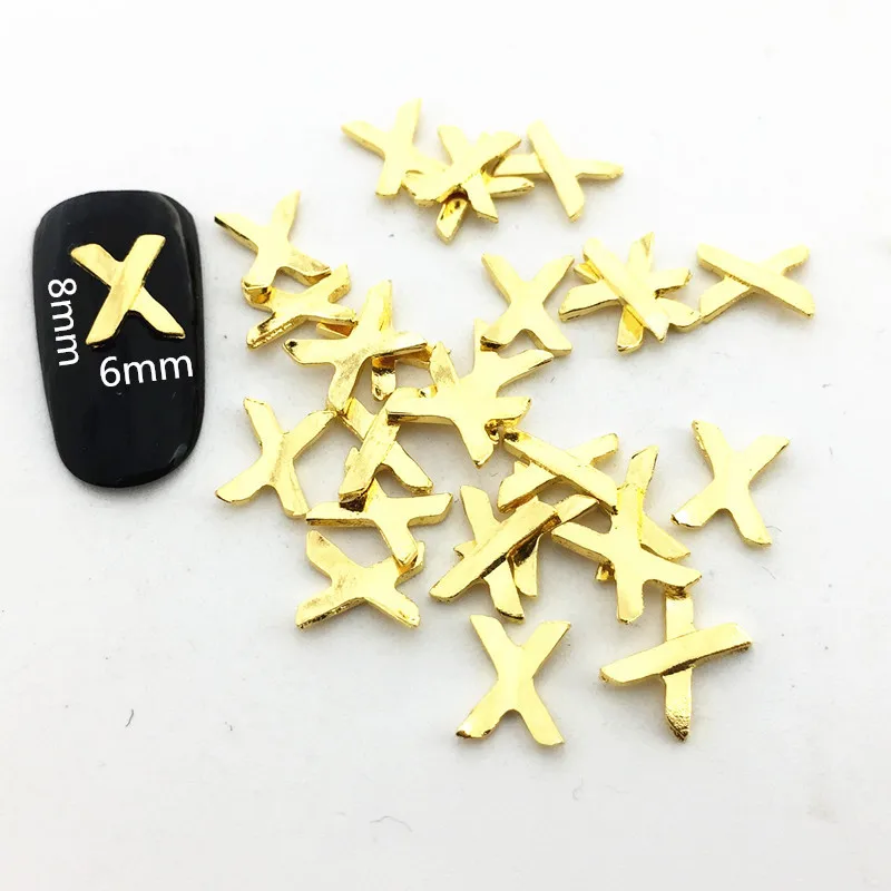 5pcs/pack Japan Alloy Nail Art Punk Style English Letter &quotX&quot Metal Accessories Decoration for Phototherapy Sticker DIY | Красота и