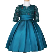 Высококачественное ажурное кружевное платье принцессы с короткими рукавами; модные вечерние платья для девочек; милая детская одежда с цветочным узором для девочек