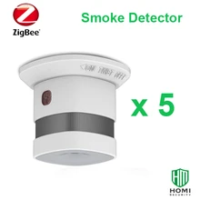 Работа со смартфонами Zigbee 5pc Red Dot Reworded Zigbee пожарные датчики дыма Беспроводные