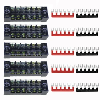 

6Points Auto Marine Power Distribution Bus Bar Terminal Block Set 15A 600V+Terminal Barrier Strips