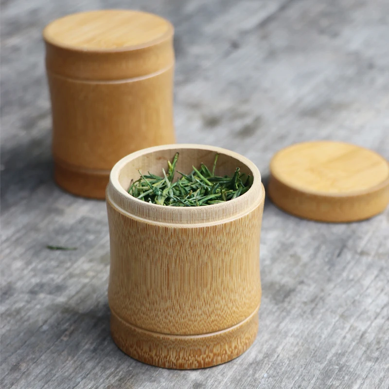 

Bamboo Mini Small Tea Storage Candy Jar With Lid Kitchen Organizer Empty Bottles Spices Bulk Products Container Decorative