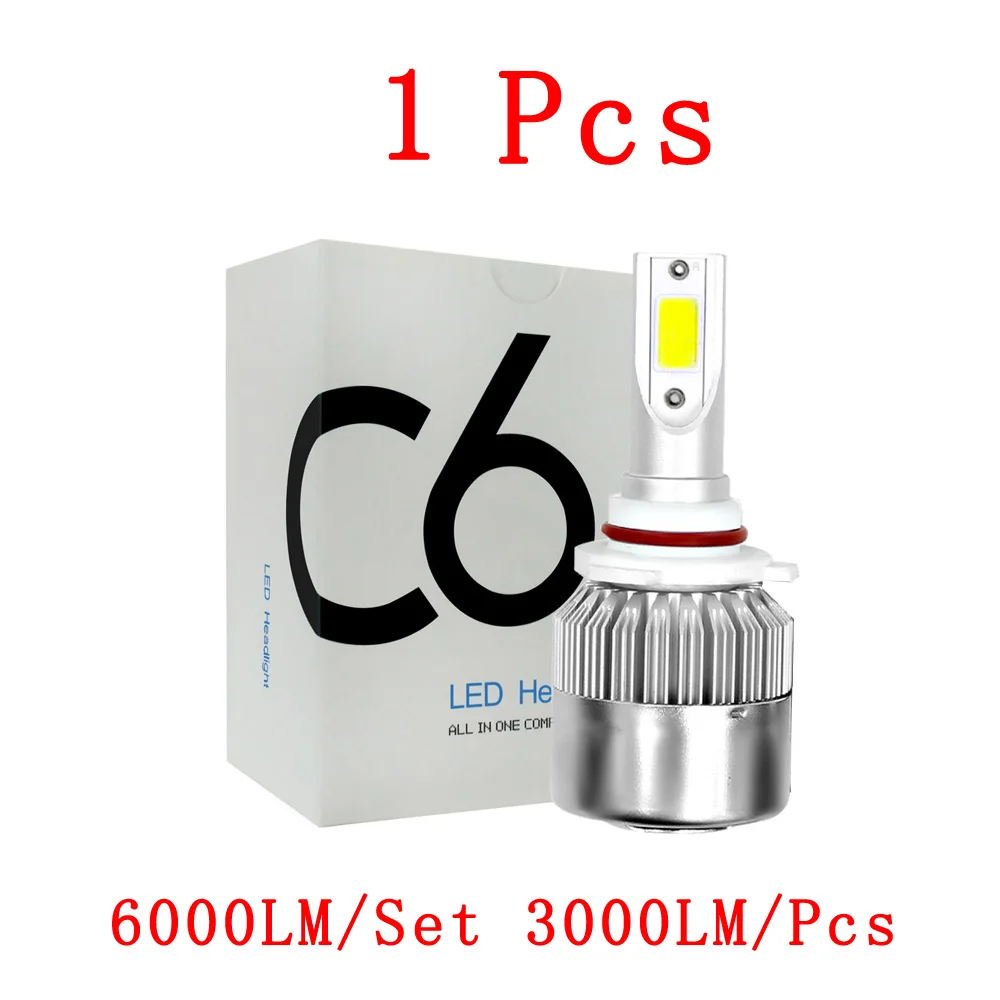 H1, H3, H4, H7, H11, 9005, 9006, C6, Автомобильный светодиодный фонарь для фар, светодиодный фонарь для вождения, набор для преобразования, 36 Вт, 6000 лм, противотуманные фары - Испускаемый цвет: 1 PCS Cold White