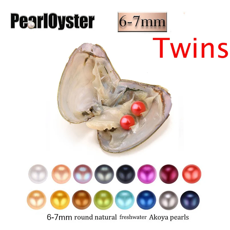 2019 AAA 6-7mm Freshwater akoya oyster with Twins pearls Mixed 27 colors Top quality Circle natural pearl in Vacuum Package | Украшения и