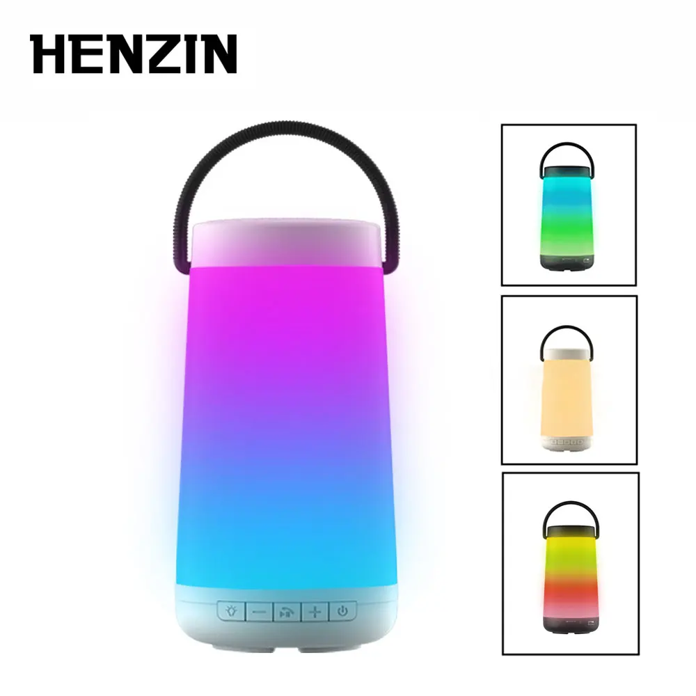 

HENZIN LED Bluetooth Speaker Colorful Night Light 2000mAh Stereo Wireless Speakers TWS Column Portable Soundbar Hands-free Call